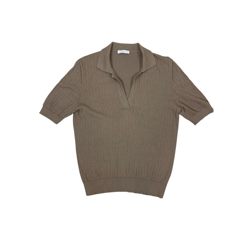 Circolo 1901 Taupe Cotton Knit Polo Sweater Textured Made In Italy Small